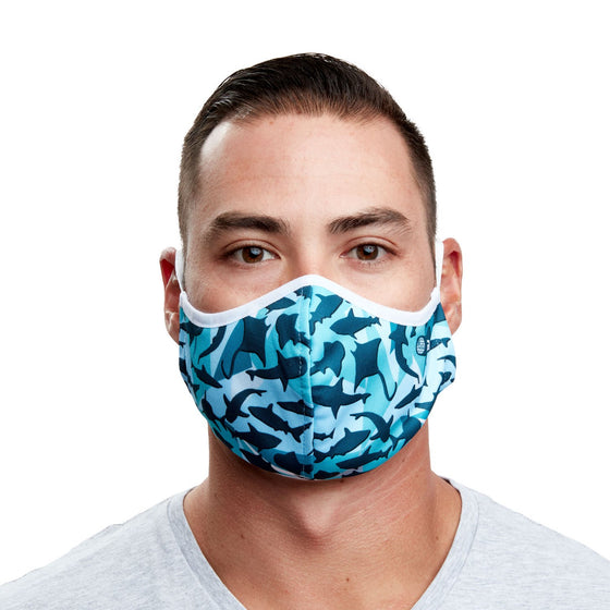 Geometric Shark Recycled Plastic Cloth Face Mask + 5 Filters